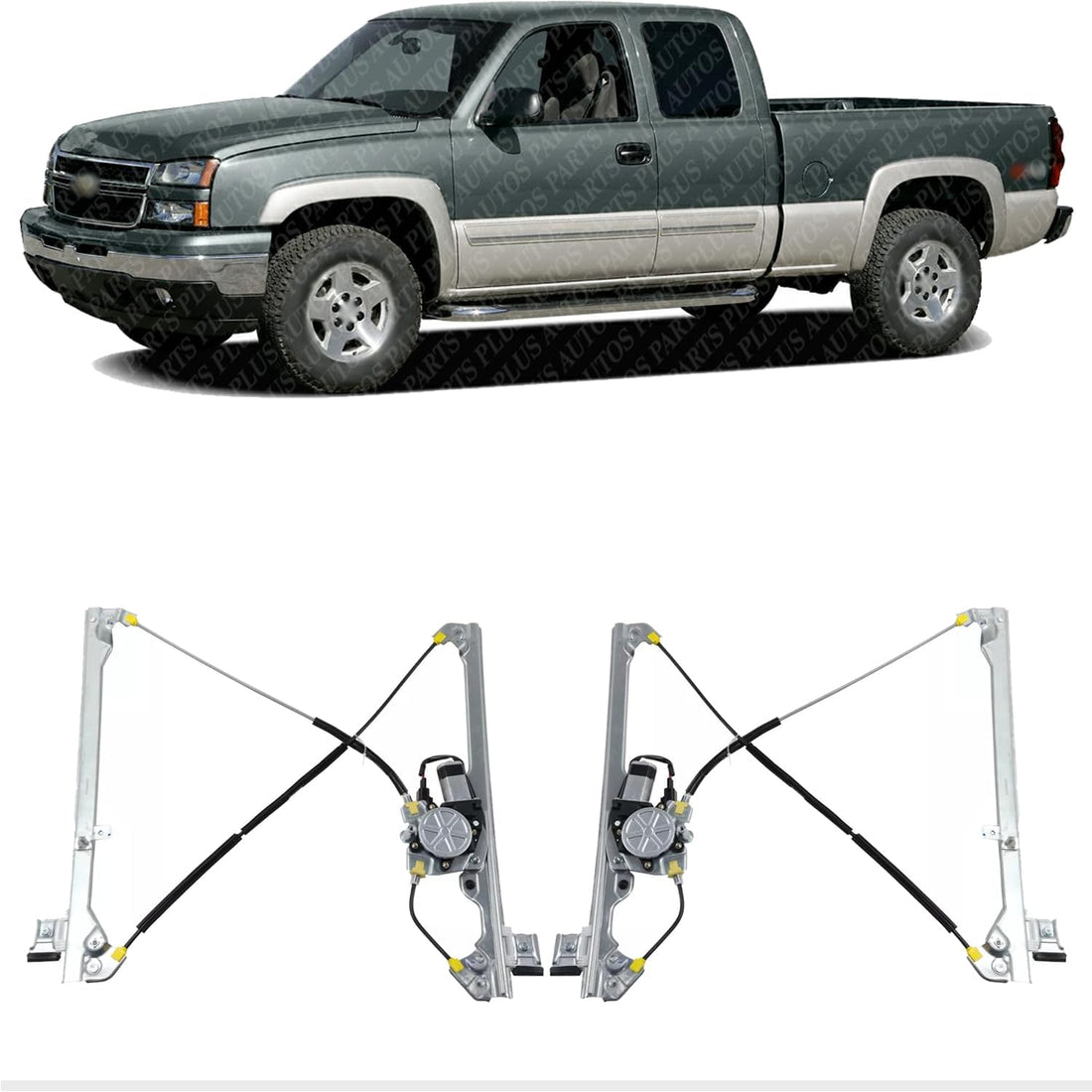 Set of 2 Front Power Window Regulator Left Driver & Right Passenger Direct Replacement Compatible with 1999-2007 Chevrolet Silverado/GMC Sierra 1500 2500HD 3500 GM1351110 GM1350110