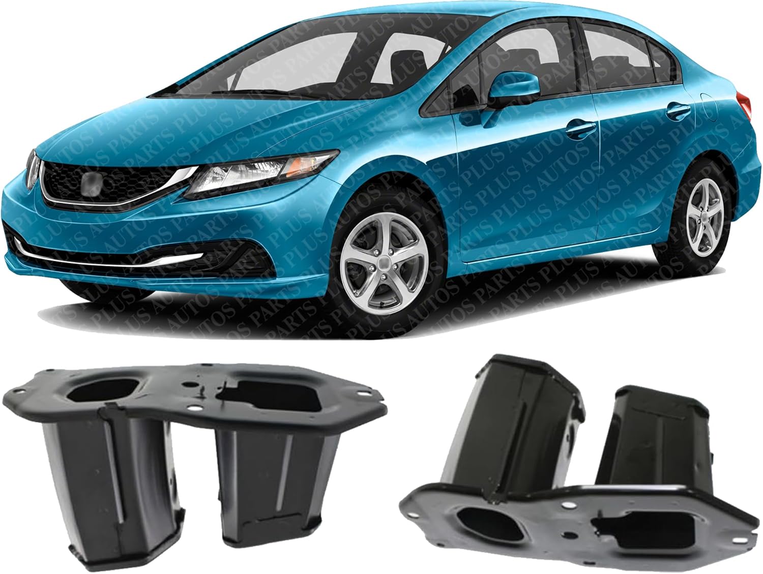 Front Bumper Extension Bracket Steel Left Driver & Right Passenger Side Direct Replacement Compatible With 2013-2015 Honda Civic HO1067117 HO1066117 71150TR3A00ZZ 71160TR3A00ZZ