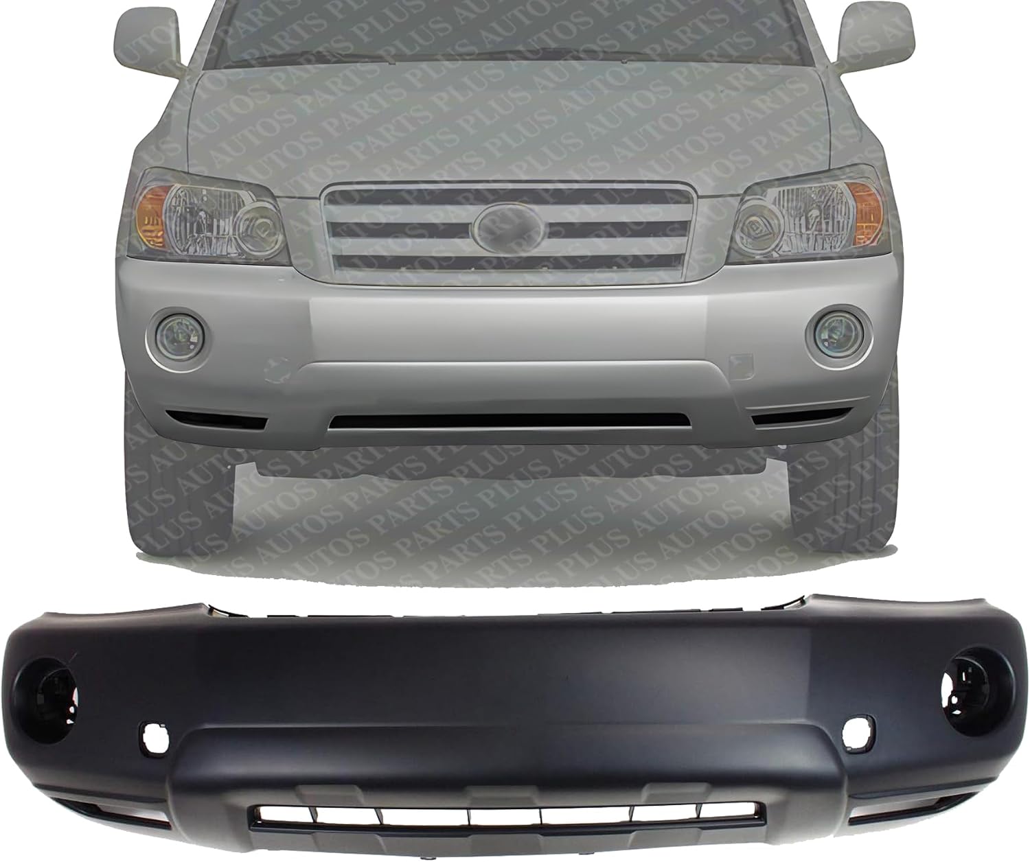 Front Bumper Cover With Fog Light Holes Primed Plastic Direct Replacement Compatible With 2004-2007 Toyota Highlander TO1000278 5211948917