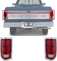 Set OF 2 Tail Light Lens And Housing With Chrome Trim Right Passenger & Left Driver Side Direct Replacement Compatible With 1988-1993 Dodge Full Size Pickup CH2808103 CH2809103
