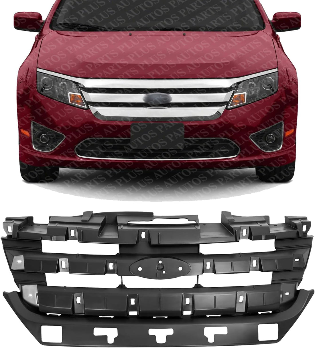 Front Grille Header Panel Plastic Direct Replacement Compatible With 2010-2012 Ford Fusion FO1223114 AE5Z8A284AC