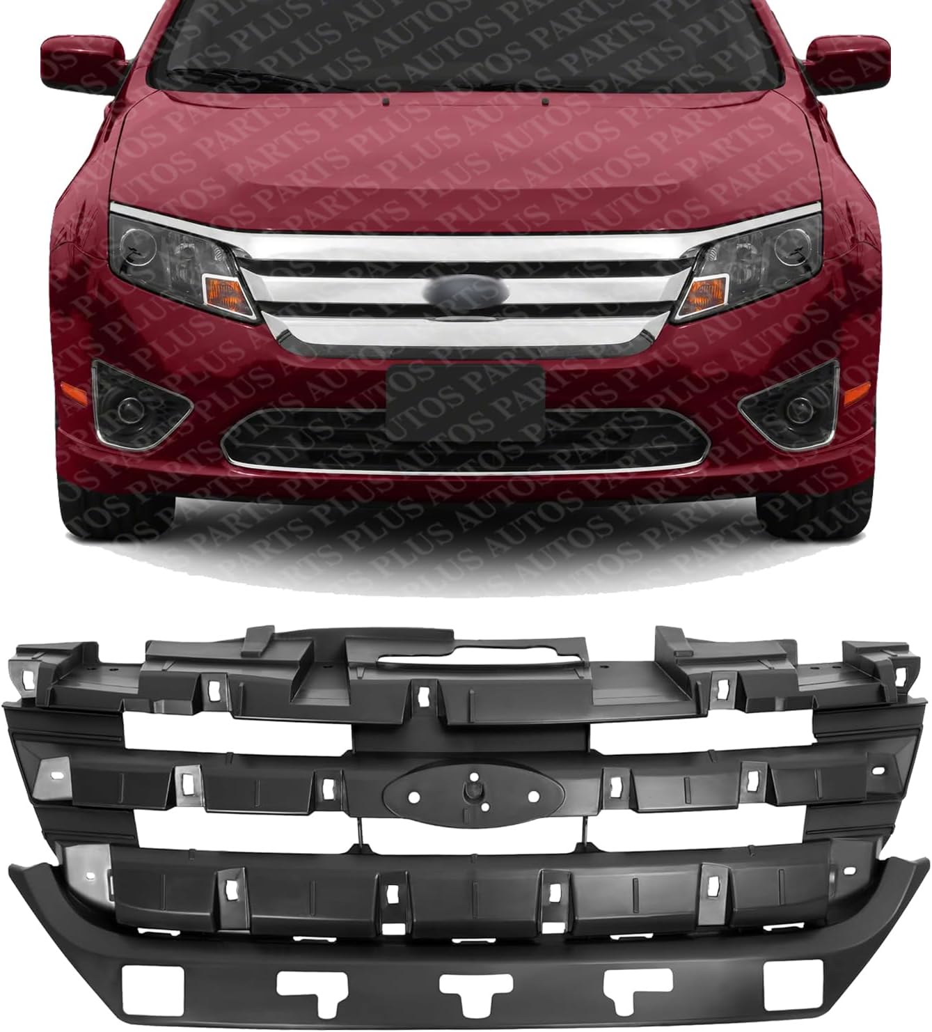 Front Grille Header Panel Plastic Direct Replacement Compatible With 2010-2012 Ford Fusion FO1223114 AE5Z8A284AC
