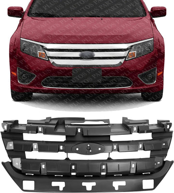 Front Grille Header Panel Plastic Direct Replacement Compatible With 2010-2012 Ford Fusion FO1223114 AE5Z8A284AC