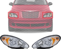Set Of 2 Front Head Light Assembly Halogen Right Passenger & Left Driver Side Direct Replacement Compatible With 2006-2010 Chrysler PT Cruiser CH2502164 CH2503164 5116043AF 5116042AF