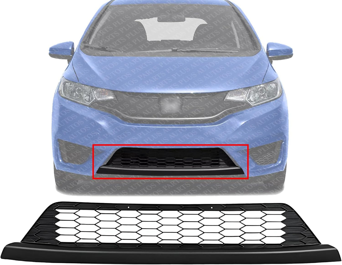 Front Bumper Lower Grille Textured Gray Plastic Direct Replacement Compatible With 2015-2017 Honda Fit HO1036121 71102T5RA00