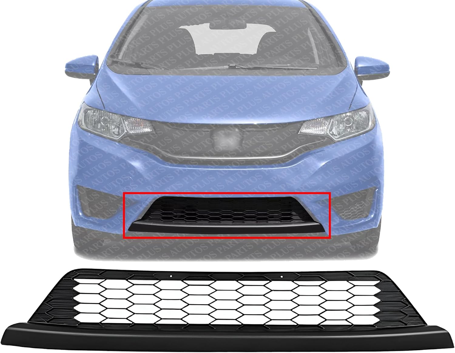 Front Bumper Lower Grille Textured Gray Plastic Direct Replacement Compatible With 2015-2017 Honda Fit HO1036121 71102T5RA00