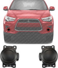 Set Of 2 Front Fog Lamp Cover Textured Plastic Left Driver & Right Passenger Side Direct Replacement Compatible With 2014-2020 Mitsubishi Outlander / 2011-2020 RVR/Sport