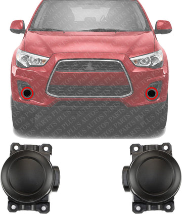 Set Of 2 Front Fog Lamp Cover Textured Plastic Left Driver & Right Passenger Side Direct Replacement Compatible With 2014-2020 Mitsubishi Outlander / 2011-2020 RVR/Sport