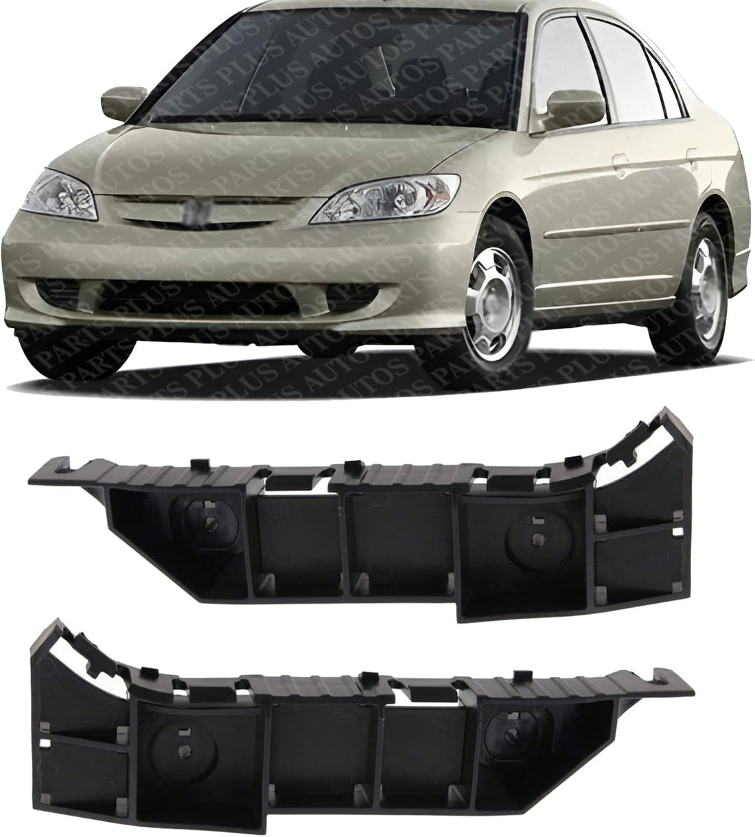 Set Of 2 Front Bumper-Side Stay Bracket Plastic Right Passenger & Left Driver Side Direct Replacement Compatible With 2004-2005 Honda Civic HO1043111 HO1042111 71193S5A003 71198S5A003