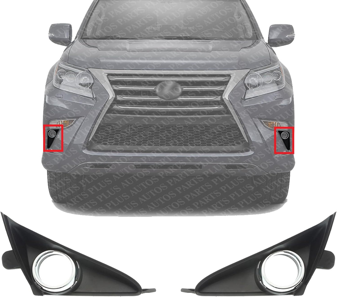 Set Of 2 Front Fog Light Cover Textured Plastic Left Driver & Right Passenger Side Direct Replacement Compatible With 2014-2023 Lexus GX460 LX1038123 LX1039123 5204060090 5203060040
