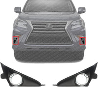 Set Of 2 Front Fog Light Cover Textured Plastic Left Driver & Right Passenger Side Direct Replacement Compatible With 2014-2023 Lexus GX460 LX1038123 LX1039123 5204060090 5203060040