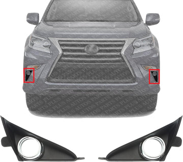 Set Of 2 Front Fog Light Cover Textured Plastic Left Driver & Right Passenger Side Direct Replacement Compatible With 2014-2023 Lexus GX460 LX1038123 LX1039123 5204060090 5203060040