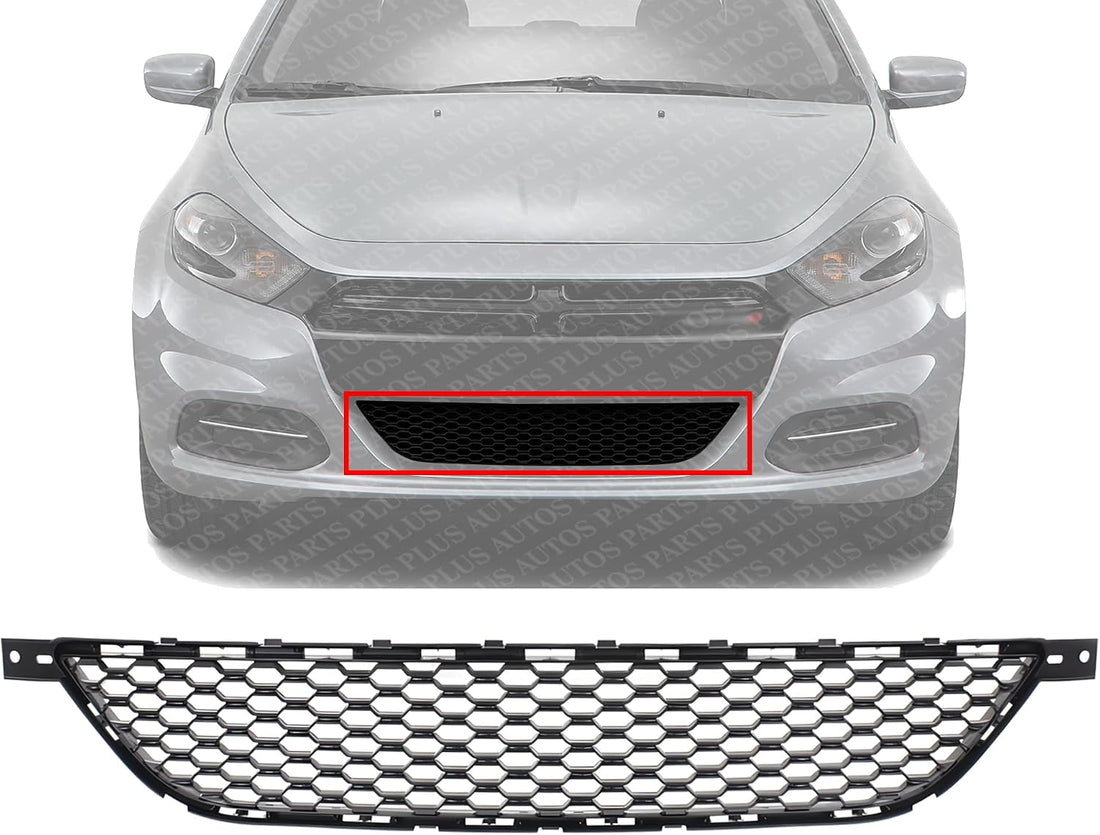 Front Bumper Grille Textured Direct Replacement Compatible With 2013-2016 Dodge Dart CH1036125 68081409AA