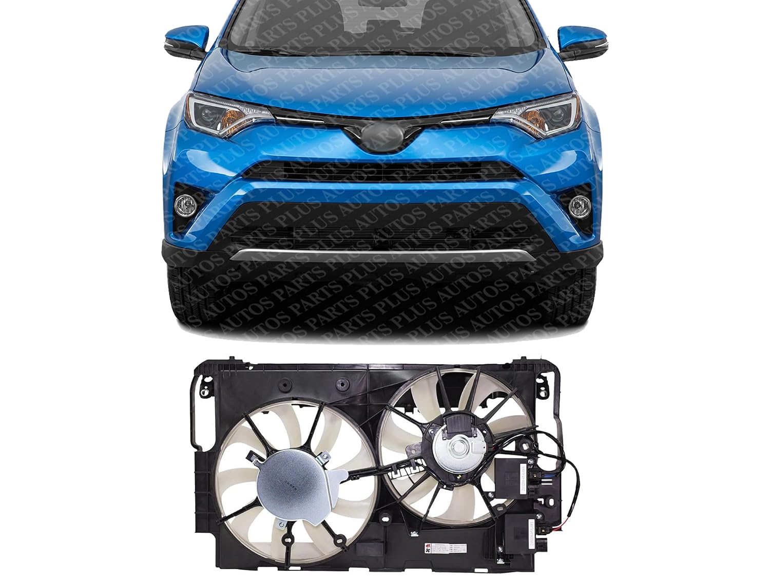 Front Radiator Dual Cooling Fan Assembly Plastic Direct Replacement Compatible with 2015-2021 Lexus NX300h / 2016-2018 Toyota RAV4 Hybrid LX3115133 1671136180