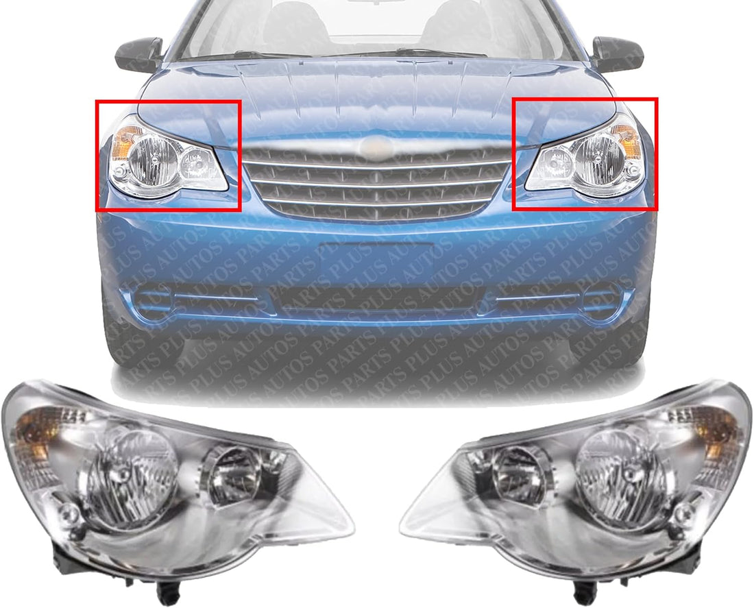 Set Of 2 Front Head Light Assembly Left Driver & Right Passenger Side Direct Replacement Compatible With 2007-2010 Chrysler Sebring CH2503178 CH2502178 CH2503223 CH2502223