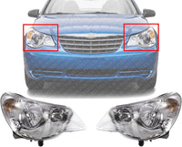 Set Of 2 Front Head Light Assembly Left Driver & Right Passenger Side Direct Replacement Compatible With 2007-2010 Chrysler Sebring CH2503178 CH2502178 CH2503223 CH2502223