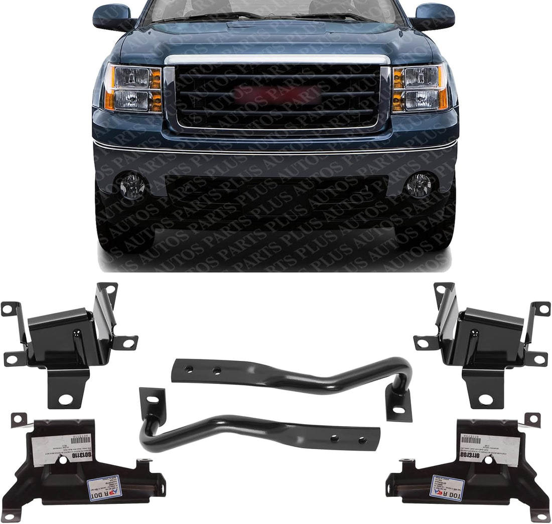 New Front Bumper Brackets + Inner + Outer Steel Right Passenger & Left Driver Side Direct Replacement For 2007-2013 GMC Sierra 1500 GM1067185 GM1043107 GM1067182