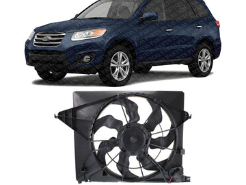 Front Radiator Cooling Fan Assembly Plastic Direct Replacement Compatible with 2010-2012 Hyundai Santa Fe / 2011-2015 Kia Sorento HY3115130 253801U201