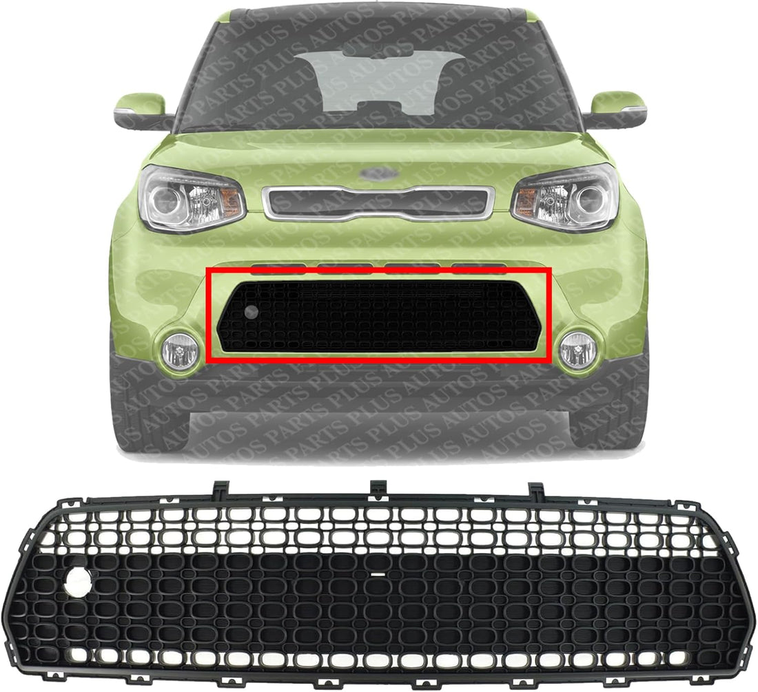Front Bumper Center Grille Textured Gray Direct Replacement Compatible with 2014-2016 Kia Soul Ki1036119 86561b2000