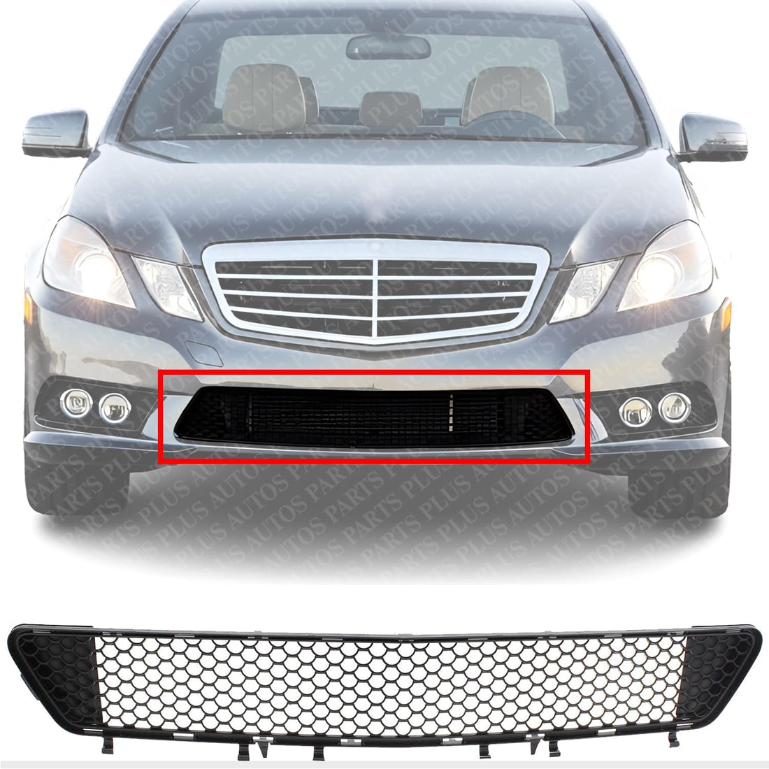 Front Bumper Grille Primed Direct Replacement Compatible With 2010-2013 Mercedes Benz E-Class MB1036157 2128851253