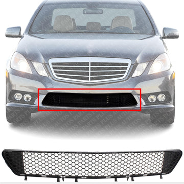 Front Bumper Grille Primed Direct Replacement Compatible With 2010-2013 Mercedes Benz E-Class MB1036157 2128851253