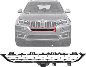 Front Bumper Grille Center Primed Aluminum Direct Replacement Compatible With 2014-2018 BMW X5 BM1036181 51117336506