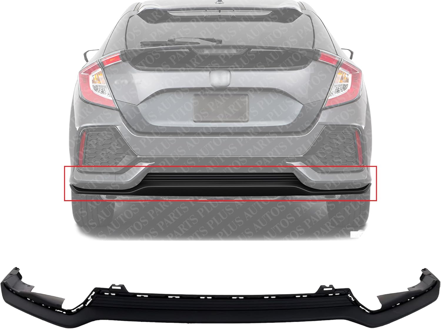 Rear Bumper Face Bar Lower Trim Molding Textured Direct Replacement Compatible With 2017-2021 Honda Civic HO1195112 71502TGGA00