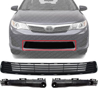 Front Bumper Grille Textured + Retainers Left Driver & Right Passenger Side Direct Replacement Compatible With 2012-2014 Toyota Camry TO1036128 TO1032111 TO1033111 5311206200