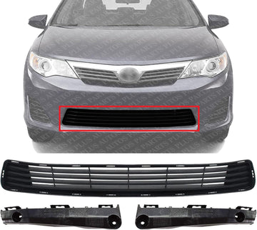 Front Bumper Grille Textured + Retainers Left Driver & Right Passenger Side Direct Replacement Compatible With 2012-2014 Toyota Camry TO1036128 TO1032111 TO1033111 5311206200