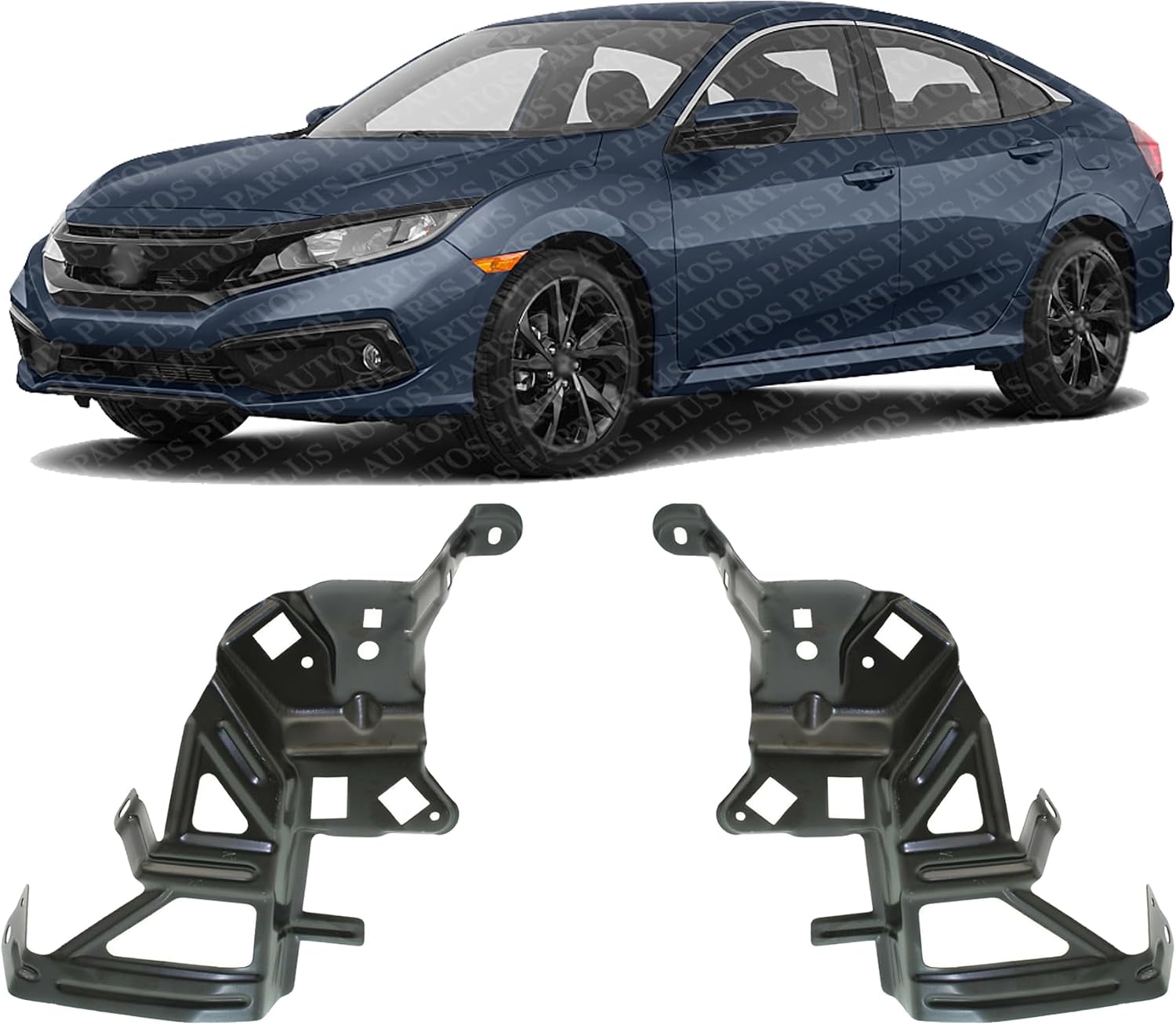 Set of 2 Front Fender Support Bracket Right Passenger & Left Driver Side Direct Replacement Compatible with 2016-2021 Honda Civic HO1245108 HO1244108 60213TBAA00ZZ 60263TBAA00ZZ