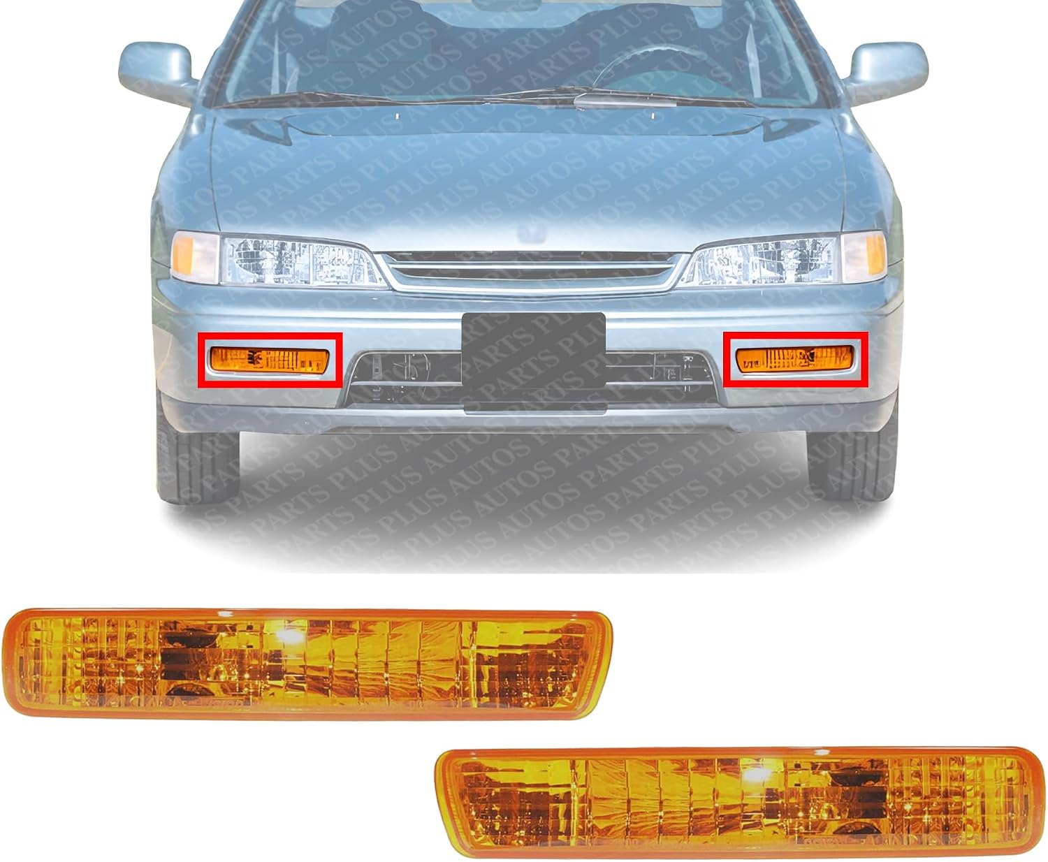 Set Of 2 Front Turn Signal Lamps Plastic Left Driver & Right Passenger Side Direct Replacement Compatible With 1994-1995 Honda Accord HO2531107 HO2530106 33300SV4A01 33350SV4A01