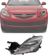 Front Head Light Assembly Lens And Housing Left Driver Side Plastic Direct Replacement Compatible With 2009-2010 Mazda 6 MA2518127 GS3L510L0G