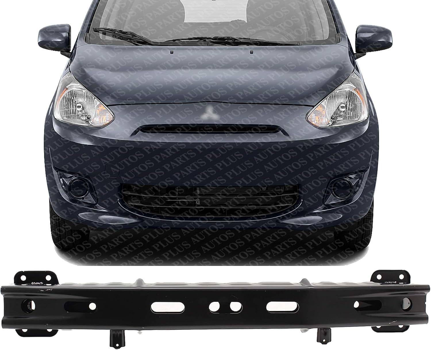 Front Bumper Reinforcement Steel Direct Replacement Compatible With 2014-2020 Mitsubishi Mirage MI1006161 6400D612 6400F617
