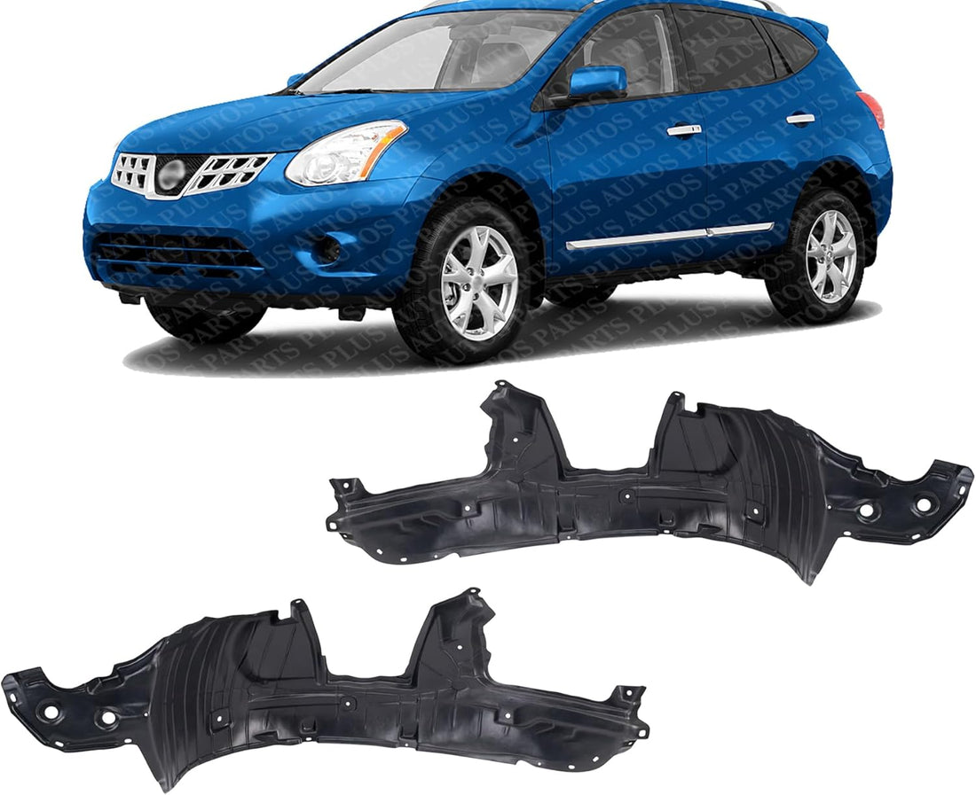 Set Of 2 Front Fender Liner Plastic Left Driver & Right Passenger Side Direct Replacement Compatible With 2008-2013 Nissan Rogue / 2014-2015 Select NI1249117 NI1248117