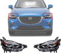 Set Of 2 Front Headlight Lens And Housing Halogen Right Passenger & Left Driver Side Direct Replacement Compatible With 2016-2022 Mazda CX-3 MA2519173 MA2518173 DB4N510K0A DB4N510L0A