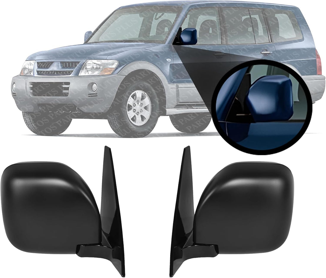 Set Of 2 Front Power Mirror Manual Folding Heated Primed Right Passenger & Left Driver Side Direct Replacement Compatible With 2001-2006 Mitsubishi Montero MI1321155 MI1320155