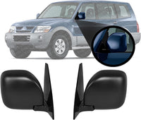 Set Of 2 Front Power Mirror Manual Folding Heated Primed Right Passenger & Left Driver Side Direct Replacement Compatible With 2001-2006 Mitsubishi Montero MI1321155 MI1320155