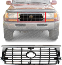 Front Grille Assembly Chrome Shell With Painted Dark Argent Insert Direct Replacement Compatible With 1995-1997 Toyota Land Cruiser TO1200207 5310160130