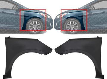 Set Of 2 Front Fender Primed Steel Left Driver & Right Passenger Side Direct Replacement Compatible With 2012-2017 Hyundai Accent HY1241154 HY1240154 663211R350 663111R350