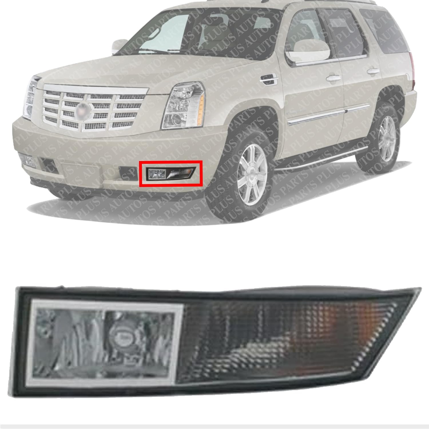 Front Fog Light Assembly Left Driver Side Direct Replacement Compatible With 2007-2014 Cadillac Escalade-ESV / 2007-2014 Escalade / 2007-2013 Escalade-EXT GM2592163 10383562