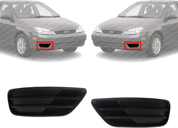 Set Of 2 Front Fog Light Cover Plastic Right Passenger & Left Driver Side Direct Replacement Compatible With 2005-2007 Ford Focus FO1039103 FO1038103 5S4Z17E810AA 5S4Z17E811AA