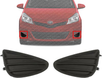 Set Of 2 Front Fog Light Cover Textured Left Driver & Right Passenger Side Direct Replacement Compatible With 2012-2014 Toyota Yaris TO1039155 TO1038155 8148152360 8148252300