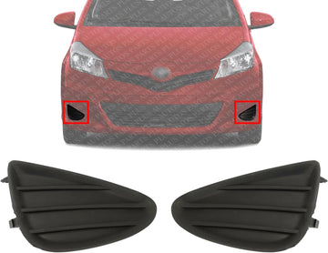 Set Of 2 Front Fog Light Cover Textured Left Driver & Right Passenger Side Direct Replacement Compatible With 2012-2014 Toyota Yaris TO1039155 TO1038155 8148152360 8148252300
