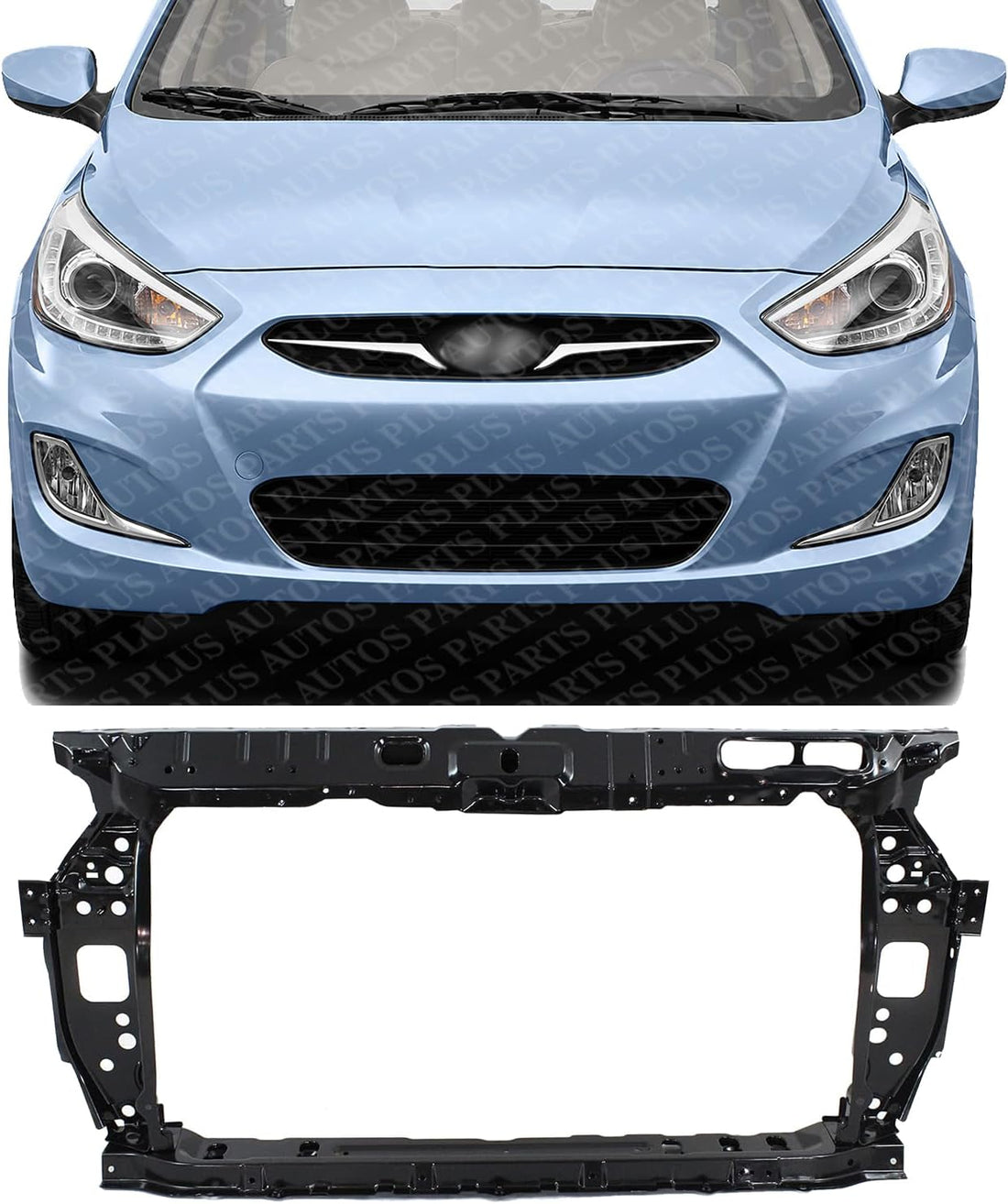 Front Radiator Support Assembly Steel Direct Replacement Compatible With 2012-2014 Hyundai Accent HY1225166 641011R300