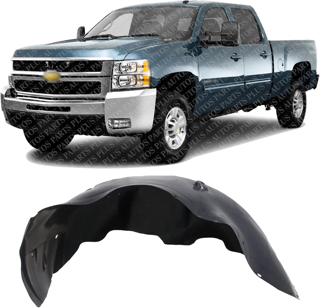 Front Fender Liner Left Driver Side Direct Replacement Compatible With 2007-2010 Chevrolet Silverado 2500HD 3500HD GM1248188 25860904
