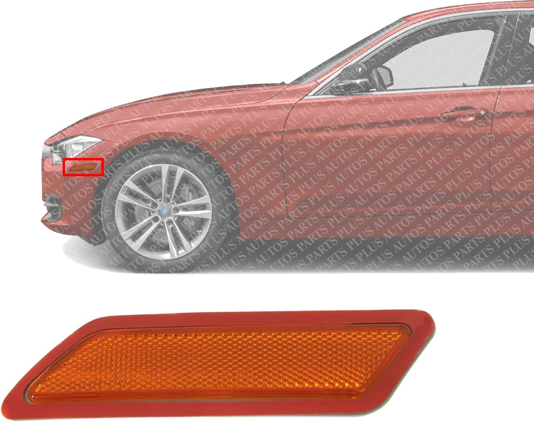 Front Bumper Reflector Left Driver Side Direct Replacement Compatible With 2012-2015 BMW 3-Series BM2554102 63147274521