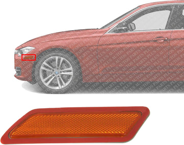 Front Bumper Reflector Left Driver Side Direct Replacement Compatible With 2012-2015 BMW 3-Series BM2554102 63147274521