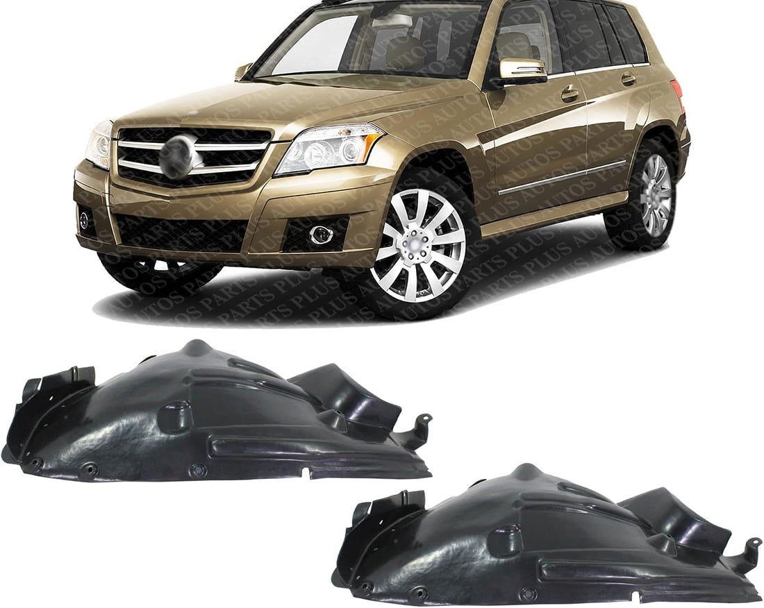 Set Of 2 Front Section Fender Liner Plastic Left Driver & Right Passenger Side Direct Replacement Compatible With 2010 Mercedes Benz GLK- Class MB1249165 MB1248165