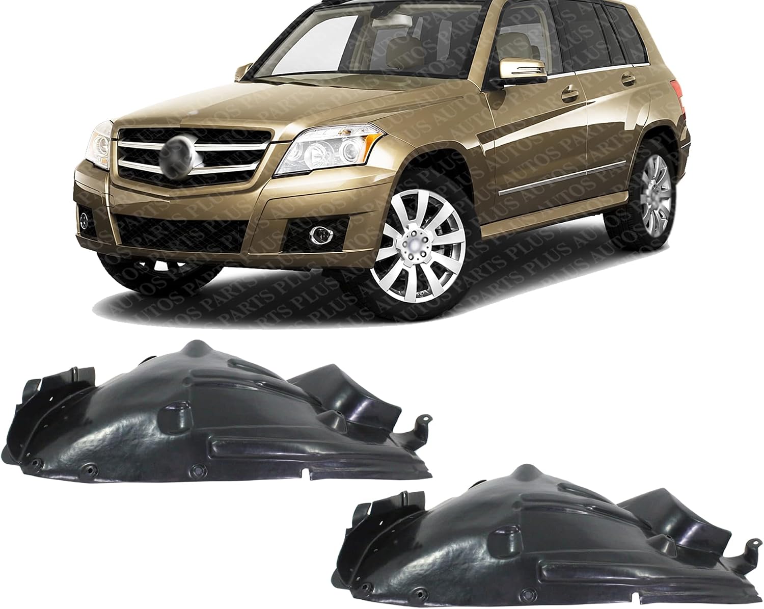 Set Of 2 Front Section Fender Liner Plastic Left Driver & Right Passenger Side Direct Replacement Compatible With 2010 Mercedes Benz GLK- Class MB1249165 MB1248165