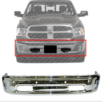Front Bumper Steel Chrome With Parking Aid Sensor & Fog Light Holes Direct Replacement Compatible With 2014-2018 Ram 1500 CH1002402 68160857AA